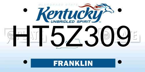 HT5Z309 Kentucky License Plate