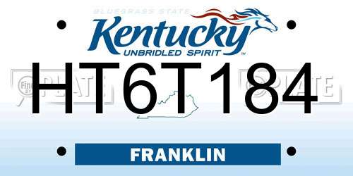 HT6T184 Kentucky License Plate
