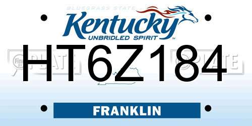 HT6Z184 Kentucky License Plate