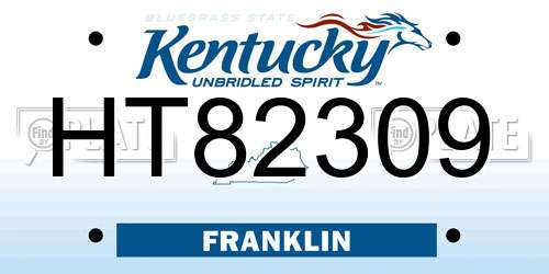 HT82309 Kentucky License Plate