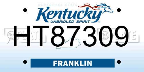 HT87309 Kentucky License Plate