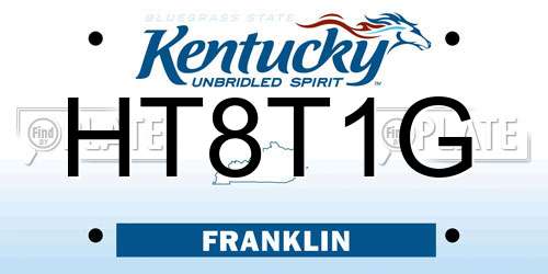 HT8T1G Kentucky License Plate
