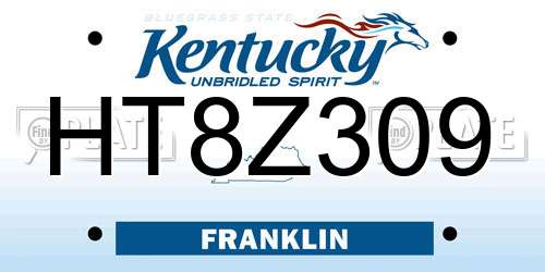 HT8Z309 Kentucky License Plate
