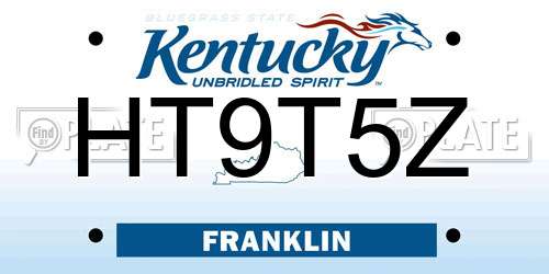 HT9T5Z Kentucky License Plate