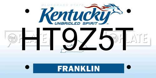 HT9Z5T Kentucky License Plate