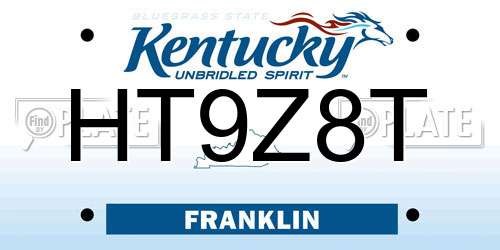 HT9Z8T Kentucky License Plate