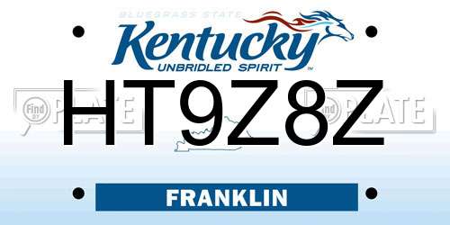 HT9Z8Z Kentucky License Plate