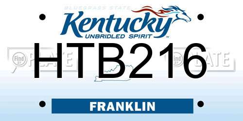 HTB216 Kentucky License Plate