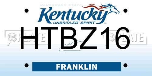HTBZ16 Kentucky License Plate