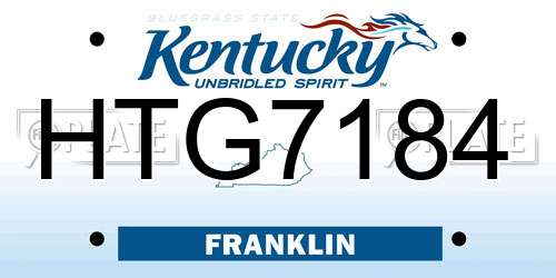 HTG7184 Kentucky License Plate