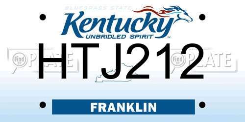 HTJ212 Kentucky License Plate