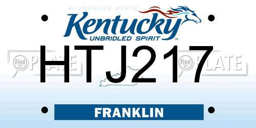 HTJ217 Kentucky License Plate
