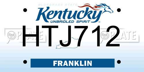 HTJ712 Kentucky License Plate