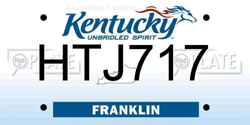 HTJ717 Kentucky License Plate