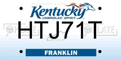HTJ71T Kentucky License Plate