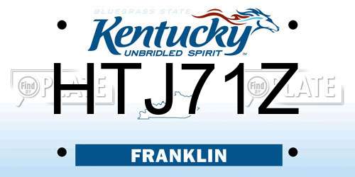HTJ71Z Kentucky License Plate