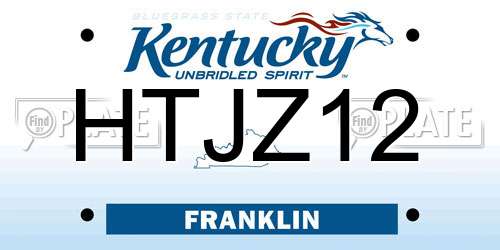 HTJZ12 Kentucky License Plate