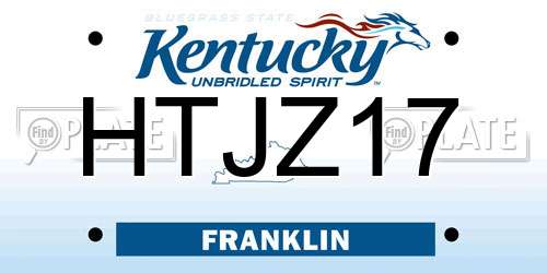 HTJZ17 Kentucky License Plate