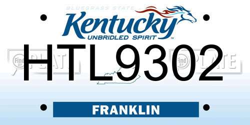 HTL9302 Kentucky License Plate