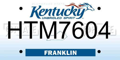HTM7604 Kentucky License Plate