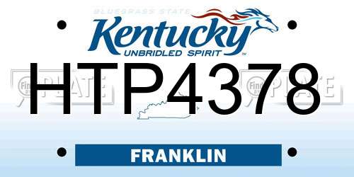 HTP4378 Kentucky License Plate