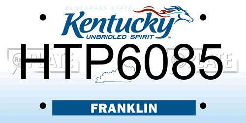 HTP6085 Kentucky License Plate