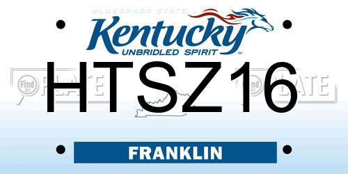 HTSZ16 Kentucky License Plate