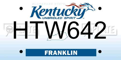 HTW642 Kentucky License Plate