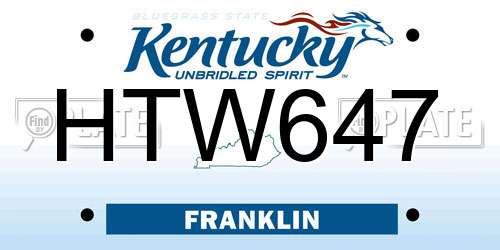 HTW647 Kentucky License Plate