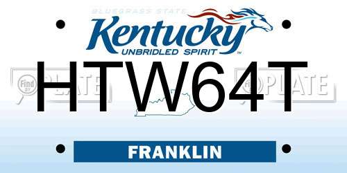 HTW64T Kentucky License Plate