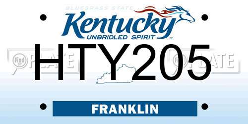 HTY205 Kentucky License Plate
