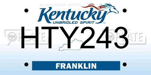 HTY243 Kentucky License Plate