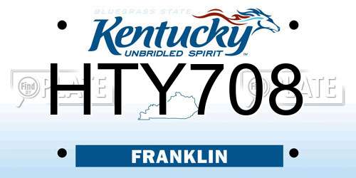 HTY708 Kentucky License Plate