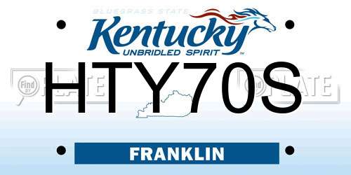 HTY70S Kentucky License Plate