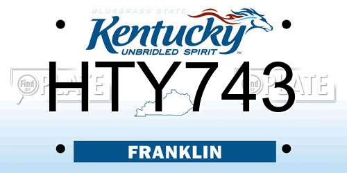 HTY743 Kentucky License Plate
