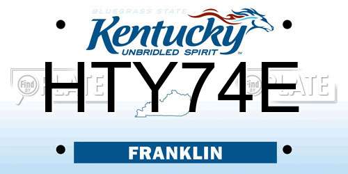 HTY74E Kentucky License Plate