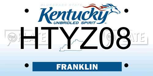 HTYZ08 Kentucky License Plate