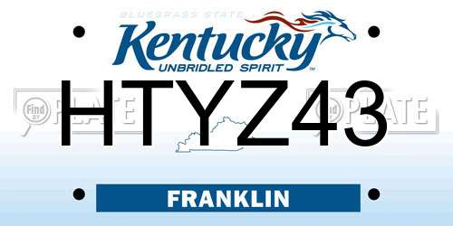 HTYZ43 Kentucky License Plate