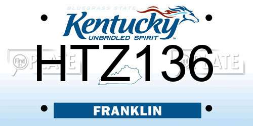 HTZ136 Kentucky License Plate