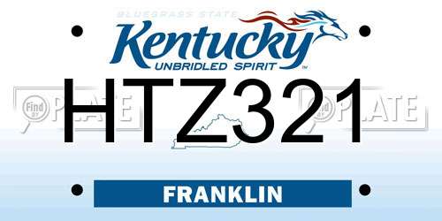 HTZ321 Kentucky License Plate