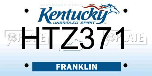 HTZ371 Kentucky License Plate