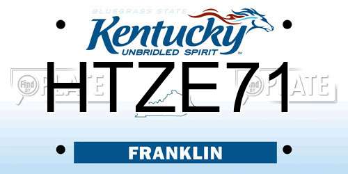 HTZE71 Kentucky License Plate