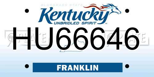 HU66646 Kentucky License Plate