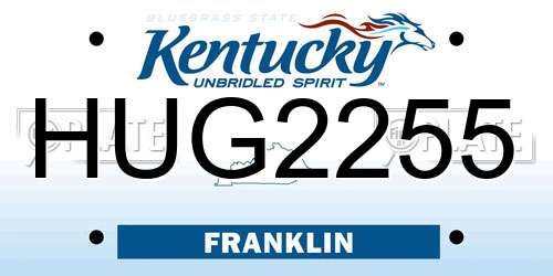 HUG2255 Kentucky License Plate