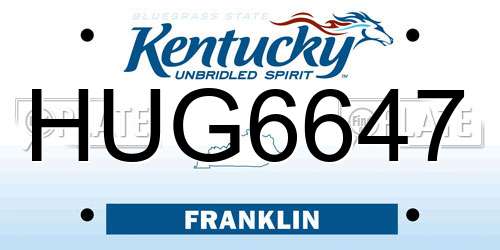 HUG6647 Kentucky License Plate