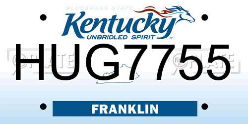 HUG7755 Kentucky License Plate
