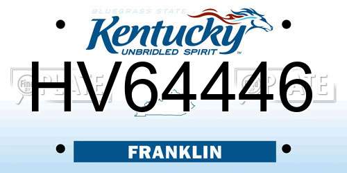 HV64446 Kentucky License Plate