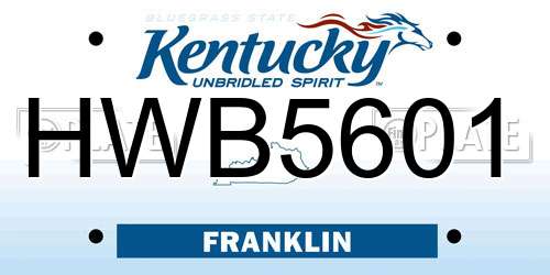 HWB5601 Kentucky License Plate
