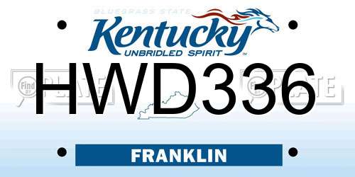 HWD336 Kentucky License Plate