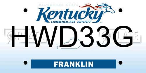 HWD33G Kentucky License Plate